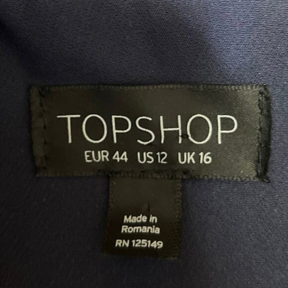 Topshop Navy Blue Zip Up Collar Long Sleeve Windbreaker Rain Coat Jacket 12 - Picture 3 of 5